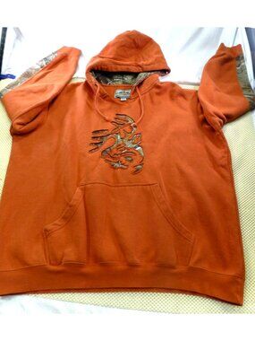 Legendary Whitetails Mens Orange Camo Trim Hoodie 2XL Deer Graphic Pullover